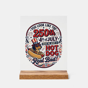 Panneau En Acrylique Drôle 250e 4 juillet Hot Dog Dachshund