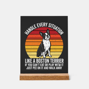Panneau En Acrylique Drôle attitude de Boston Terrier Rétro