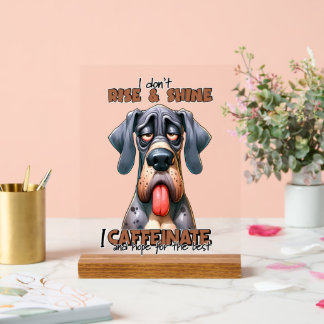 Panneau En Acrylique Drôle café mot art chien