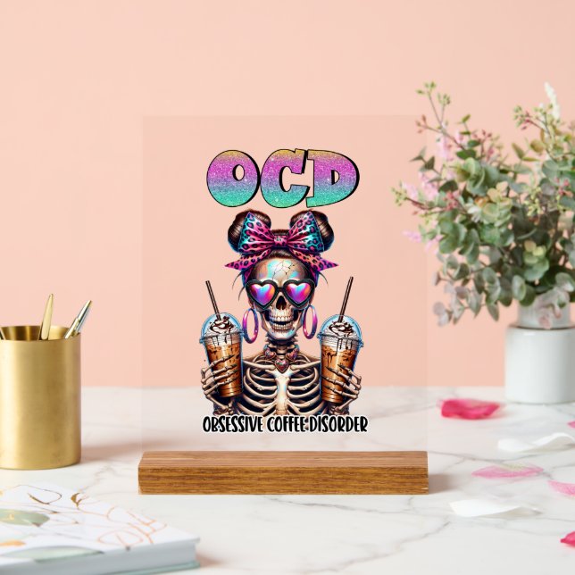 Panneau En Acrylique Drôle café squelette mot art (Mariage)