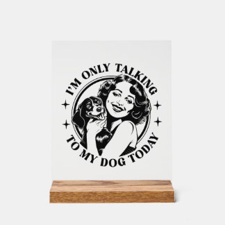 Panneau En Acrylique Drôle chien dame mot art