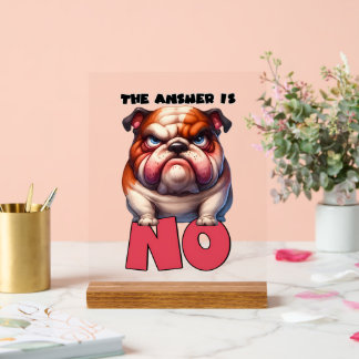 Panneau En Acrylique Drôle chien de réponse mot art
