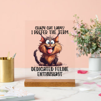 Panneau En Acrylique Drôle dame de chat de mot art