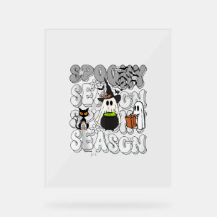 Panneau En Acrylique Drôle de dire Éffrayante saison Halloween Cat Ghos