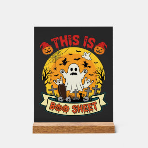 Panneau En Acrylique Drôle de Halloween Boo Sheet Fantôme Cimetière