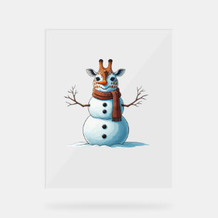 Panneau En Acrylique Drôle Giraffe Snowman Scarf Noël Femme Hommes