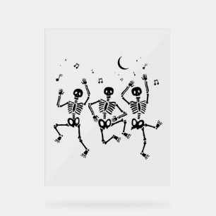 Panneau En Acrylique Drôle Halloween Danser Skeletons Happy Halloween