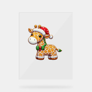 Panneau En Acrylique Drôle pain d'épice homme Giraffe Noël femmes homme