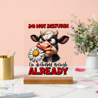 Panneau En Acrylique Drôle perturbe l'art du mot vache