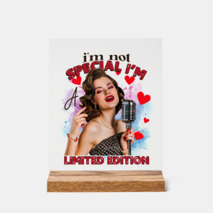 Panneau En Acrylique Drôle rétro dame mot art