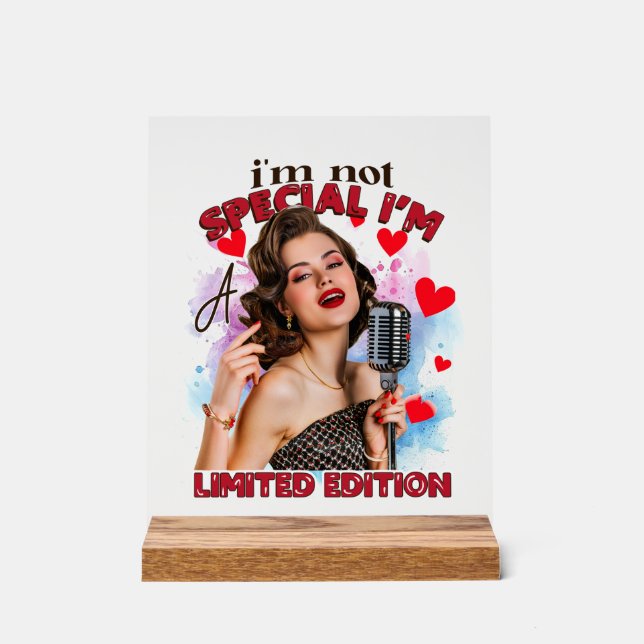 Panneau En Acrylique Drôle rétro dame mot art (Recto)