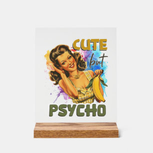 Panneau En Acrylique Drôle rétro dame mot art