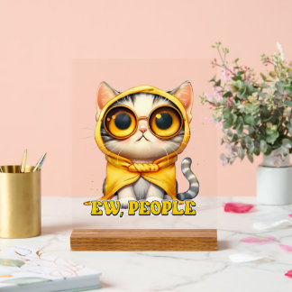 Panneau En Acrylique Drôle sarcasme chats gens mot art