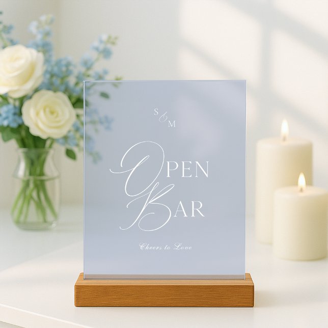 Panneau En Acrylique Dusty Blue Acrylic Open Bar Wedding Sign (Créateur téléchargé)