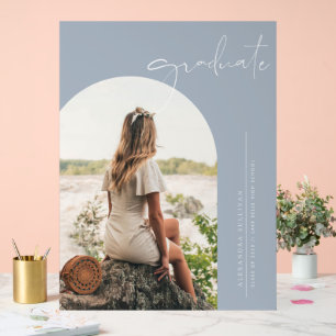 Panneau En Acrylique Dusty Blue Boho Minimalist Arch Photo Graduation
