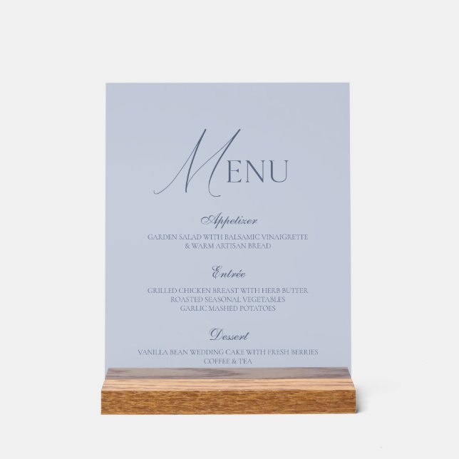 Panneau En Acrylique Dusty Blue Fine Art Acrylic Wedding Menu Sign (Recto)