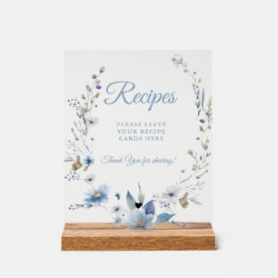 Panneau En Acrylique Dusty Blue flower Laissez vos recettes Douche nupt