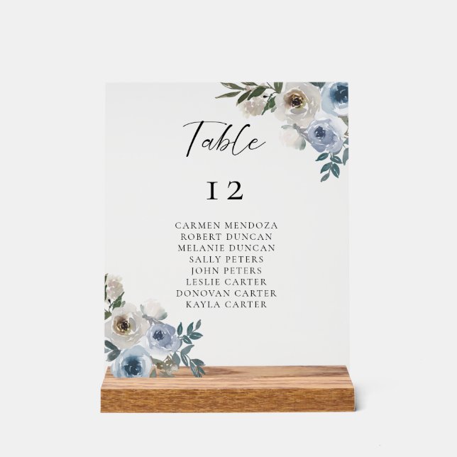 Panneau En Acrylique Dusty Blue Wedding Table Seating Chart (Recto)
