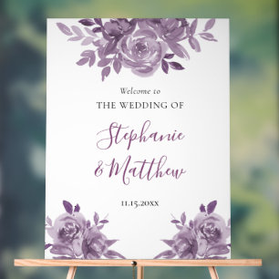 Panneau En Acrylique Dusty Mauve Floral Rose Mariage botanique Bienvenu