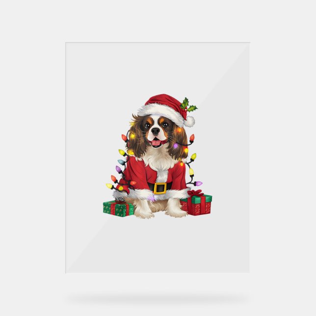 Panneau En Acrylique Éclairage de Noël Cavalier roi Charles Spaniel Chi (Recto)