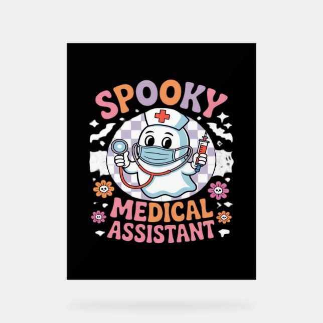 Panneau En Acrylique Éffrayant Médicale Assistant Cute Halloween Essent (Recto)