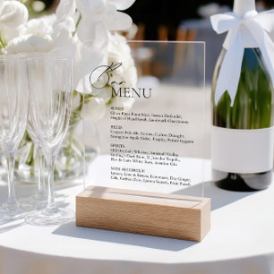 Panneau En Acrylique Eleagnt Modern Bar Menu Mariage Acrylique Sign