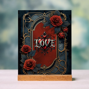 Panneau En Acrylique Élégance steampunk vintage Roses de l'amour à engr