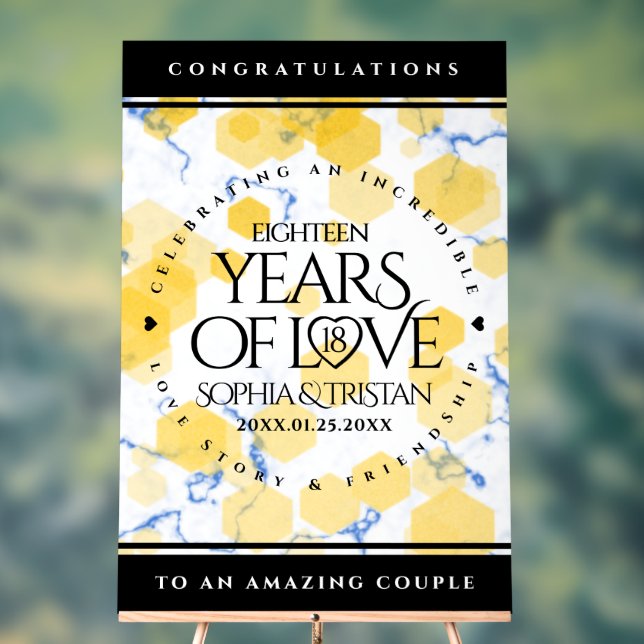 Panneau En Acrylique Élégant 18ème anniversaire de Mariage de porcelain (Neutre)