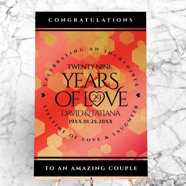 Panneau En Acrylique Élégant 29e anniversaire du Mariage Garnet (Elegant 29th Garnet Wedding Anniversary Acrylic Sign Cover Photo)