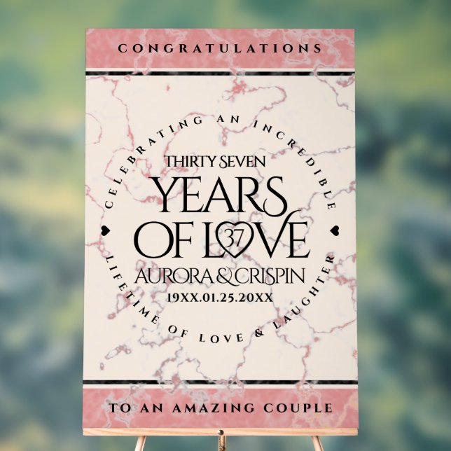Panneau En Acrylique Élégant 37e anniversaire du Mariage Alabaster (Neutre)