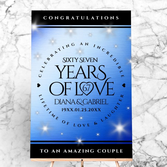 Panneau En Acrylique Élégant 67e anniversaire Mariage de Star Sapphire (Elegant 67th Star Sapphire Wedding Anniversary Acrylic Sign Cover Photo)