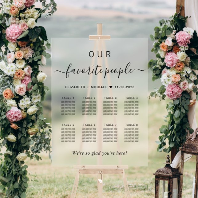 Panneau En Acrylique Elégant 8 Mariage table Siège givré (Créateur téléchargé)