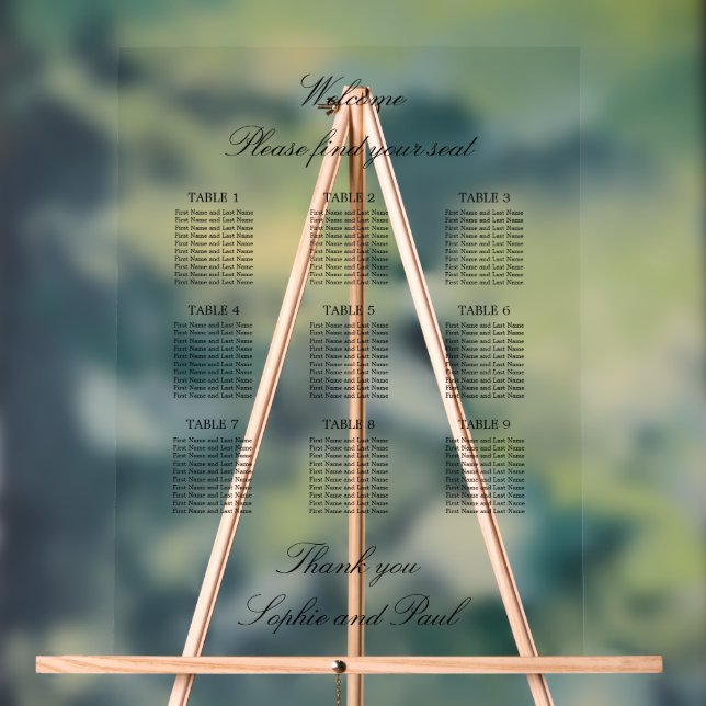 Panneau En Acrylique Élégant 9 Tableau Sièges Symbole acrylique (Neutre)