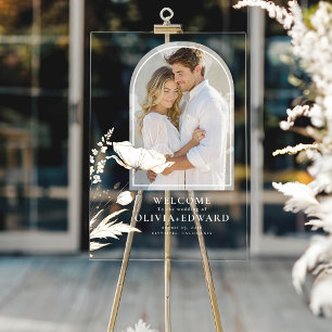 Panneau En Acrylique Elegant Arch Photo et Mariage Fleur sauvage Bienve