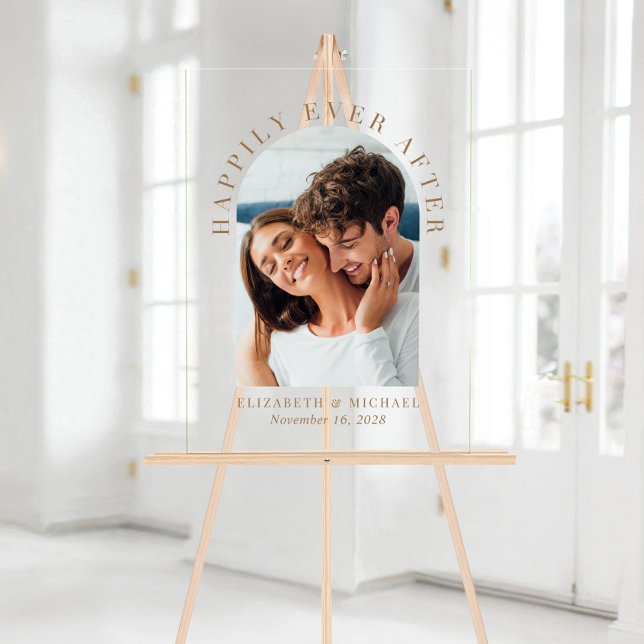 Panneau En Acrylique Elegant Arch Photo Gold Mariage Bienvenue (Créateur téléchargé)