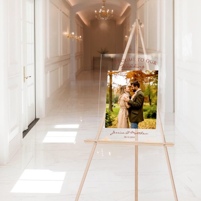 Panneau En Acrylique Elégant automne aquarelle photo Bienvenue (Créateur téléchargé)