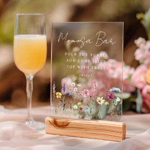 Panneau En Acrylique Elégant Baby shower Fleur sauvage Momosa Bar