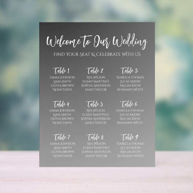 Panneau En Acrylique Elegant Black And White Wedding Seating Chart (Neutre)