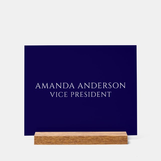 Panneau En Acrylique Elegant Blue Vice President Title Name Plate (Recto)