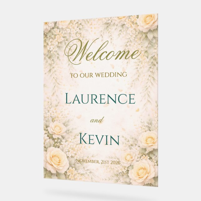 Panneau En Acrylique Elegant Botanical Wedding  (Angle)