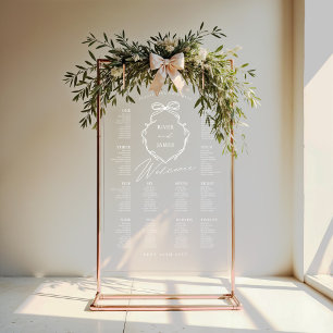 Panneau En Acrylique Élégant Bow & Ribbon Crest Mariage de siège graphi