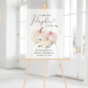 Panneau En Acrylique Elégant Citrouille Floral Baby Girl Douche Bienven