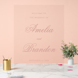 Panneau En Acrylique Elegant Classic Dusty Rose Script Wedding Welcome