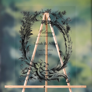 Panneau En Acrylique Elégant classique Rococo Floral Bienvenue