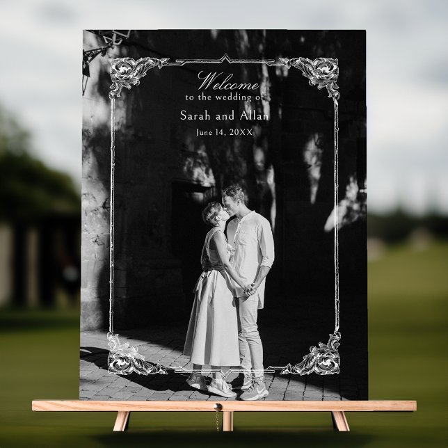 Panneau En Acrylique Elégant classique Rococo Floral Bienvenue (Créateur téléchargé)