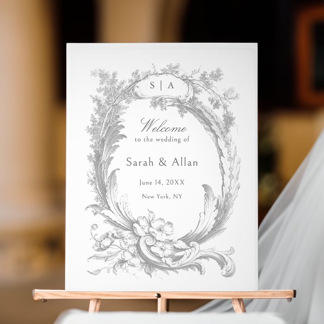 Panneau En Acrylique Elégant classique Rococo Floral Bienvenue (Créateur téléchargé)