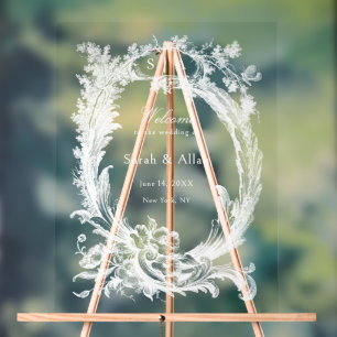 Panneau En Acrylique Elégant classique Rococo Floral Bienvenue