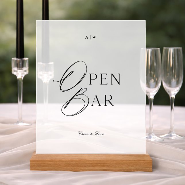 Panneau En Acrylique Elegant Clear Acrylic Open Bar Sign (Créateur téléchargé)