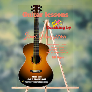 Panneau En Acrylique Élégant cours de guitare transparente Signal acryl