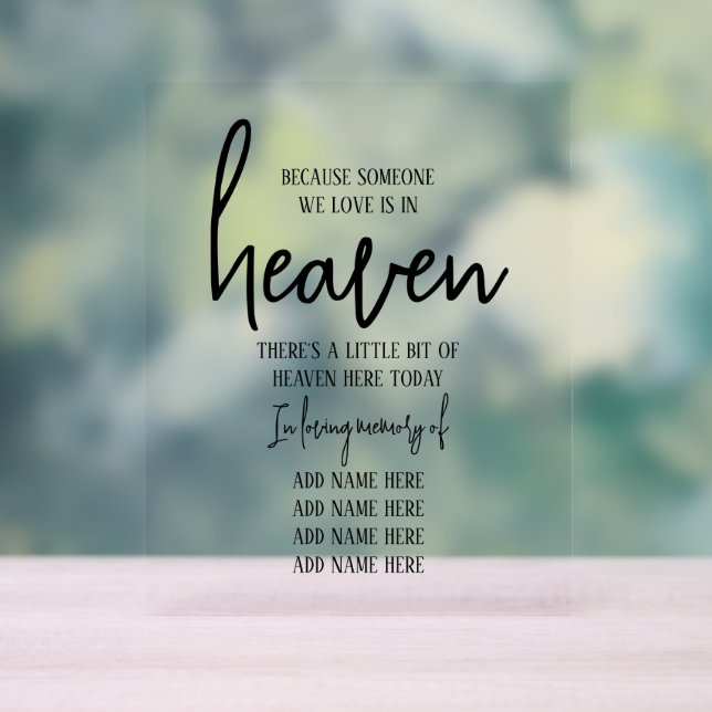 Panneau En Acrylique Élégant dans la mémoire aimée Mariage simple (Neutre)